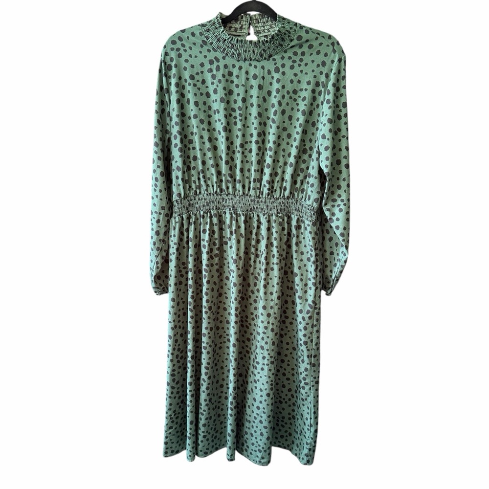 SHEIN Green Long Sleeve animal print Dress size 3XL
